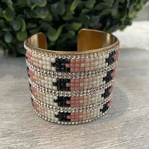 Handmade Canadian Beaded Crystal Cuff Bracelet